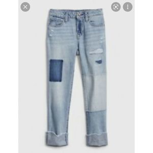 Gap girls denim patch girlfriend Jeans - Size 10 - Blue